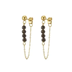 Boucles Isa Pierres Obsidienne acier doré or