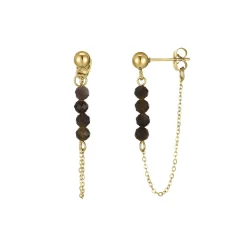 Boucles Isa Pierres Obsidienne acier doré or