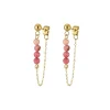 Boucles Isa Pierres Rhodonite acier doré or