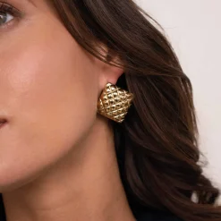 Boucles Izzy carré acier doré or