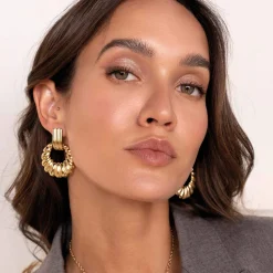 Boucles Jovia acier doré or