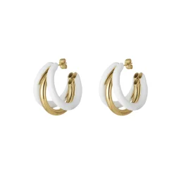 Boucles Lona blanches acier doré or