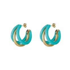 Boucles Lona bleues acier doré or