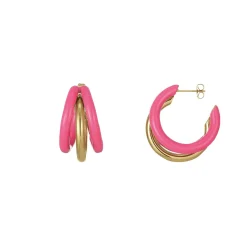 Boucles Lona fuchsias acier doré or