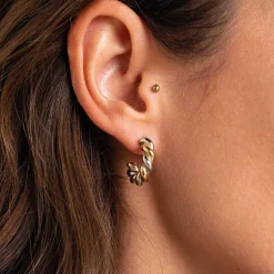 Boucles Lumo acier argenté et doré or