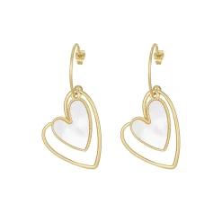 Boucles Luzalove acier doré or et nacre
