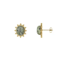 Boucles Lyka acier doré or pierre Pin Africian