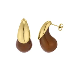 Boucles Maeva marron acier doré or