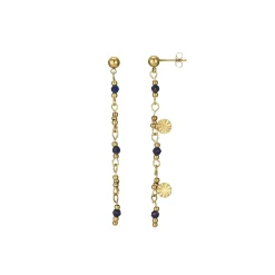 Boucles Mako Lapis Lazuli acier doré or