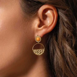 Boucles Miria orange acier doré or