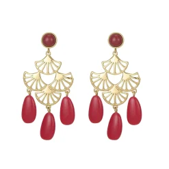 Boucles Mélissa rouges acier doré or