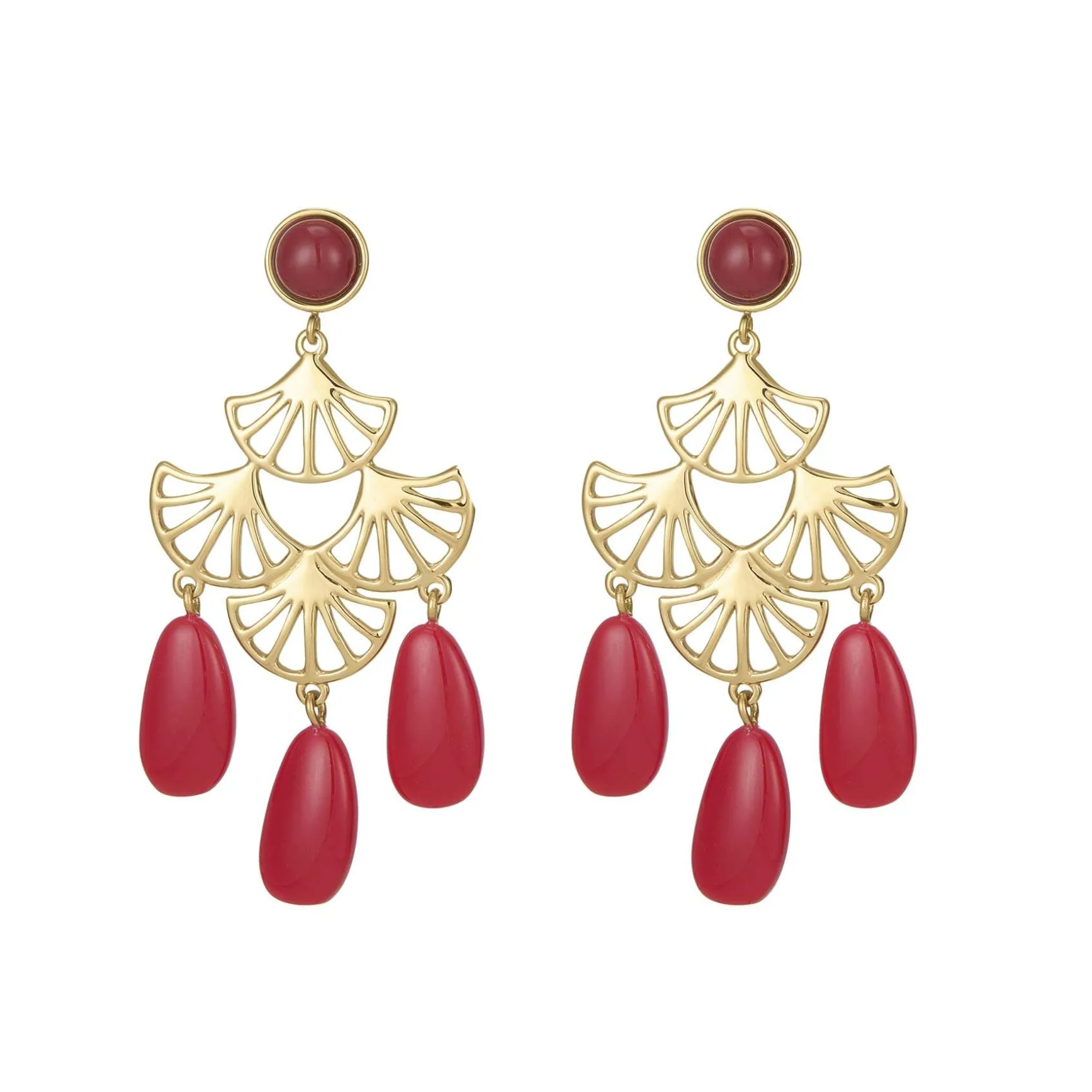 Boucles Mélissa rouges acier doré or