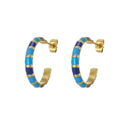 Boucles Mona bleues acier doré or