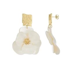 Boucles Naomi blanches acier doré or