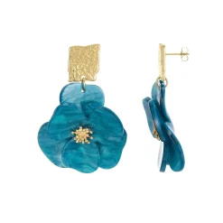 Boucles Naomi bleues acier doré or