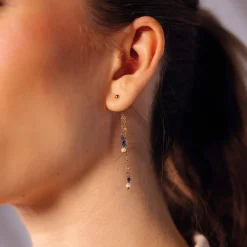 Boucles Nata pierres et nacre acier doré or
