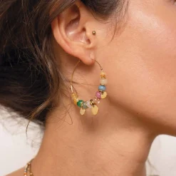 Boucles Olympe acier doré or multicolores
