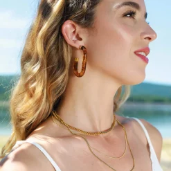 Boucles Oria acier doré or