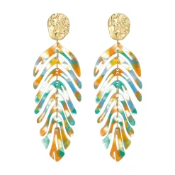 Boucles Palmyre vertes acier doré or
