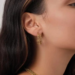 Boucles Pam acier doré or