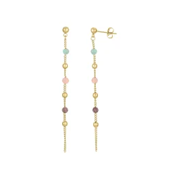 Boucles pendantes acier doré or et pierres