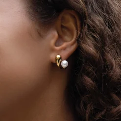 Boucles perles Sirena nacre acier doré or