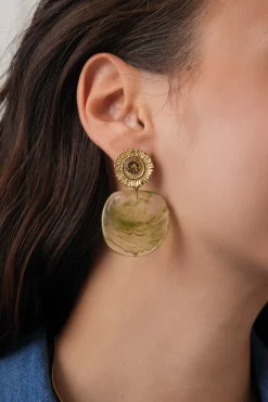 Boucles Pénélope vert acier doré or