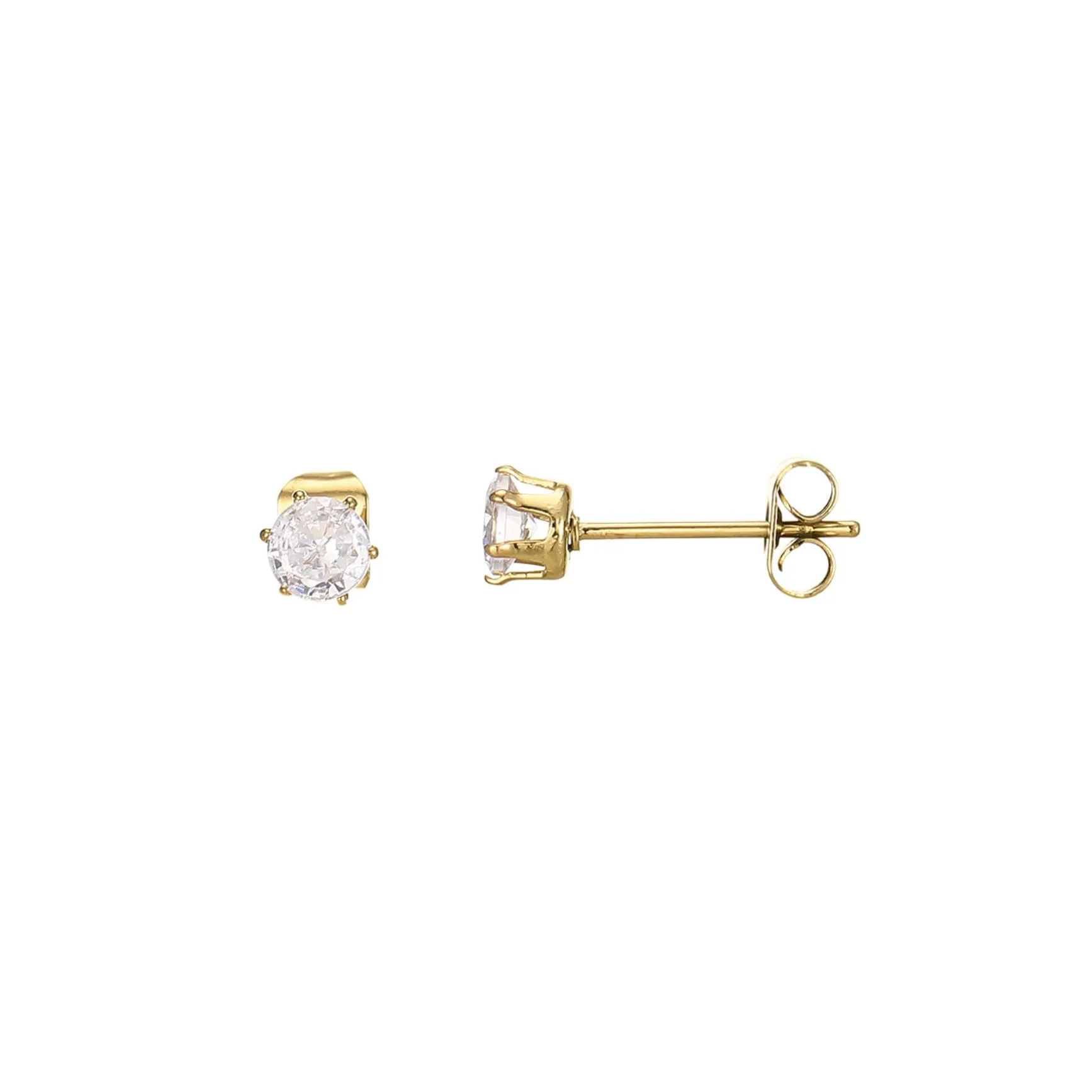Boucles Puces acier doré or zircons blancs