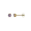 Boucles Puces acier doré or zircons violets