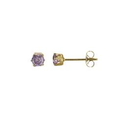 Boucles Puces acier doré or zircons violets