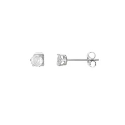 Boucles Puces acier zircons blancs