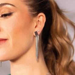 Boucles Puces acier zircons blancs