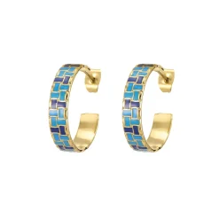 Boucles Rio bleues acier doré or