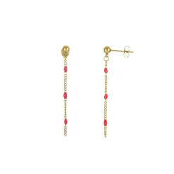 Boucles Rosaire rouge acier doré or