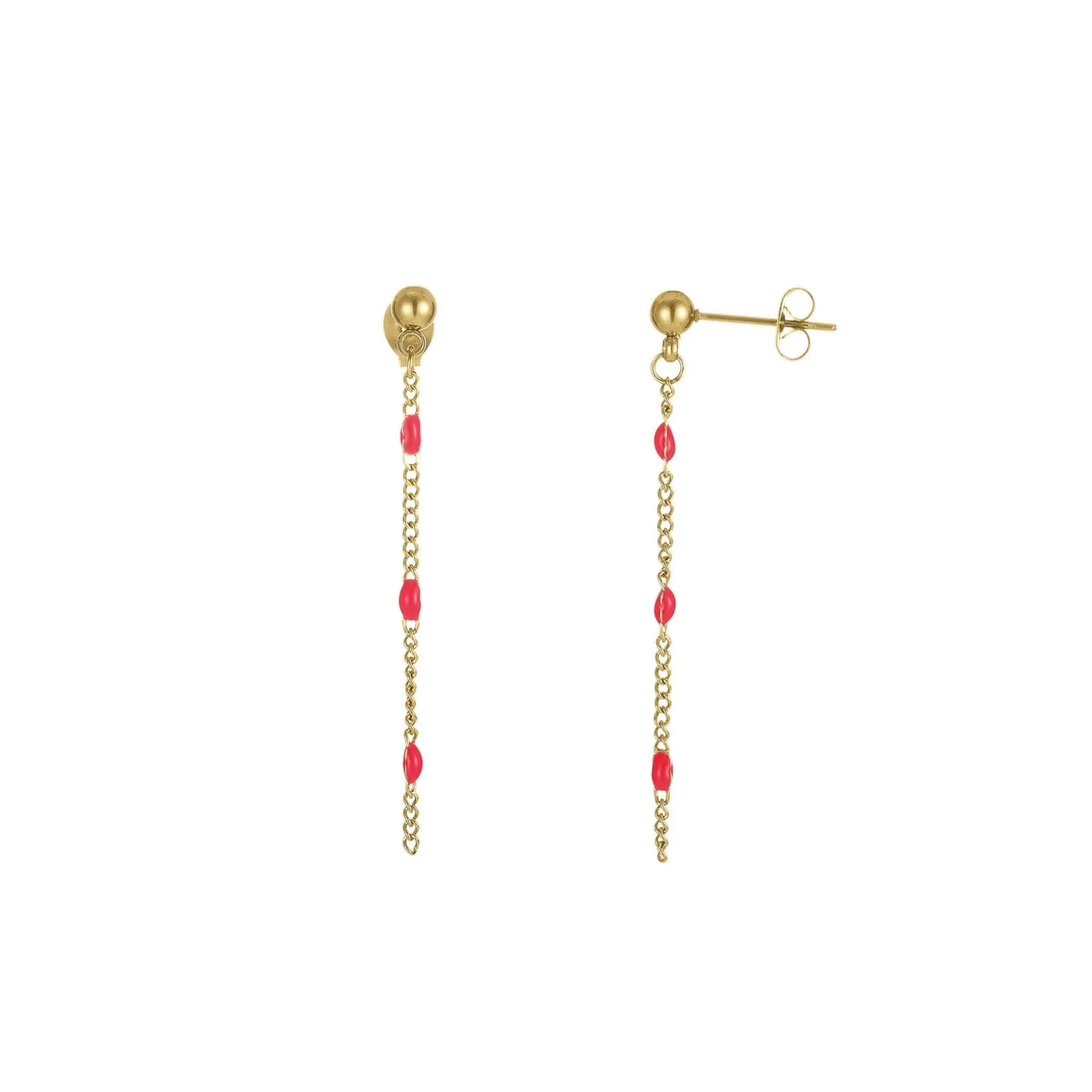 Boucles Rosaire rouge acier doré or
