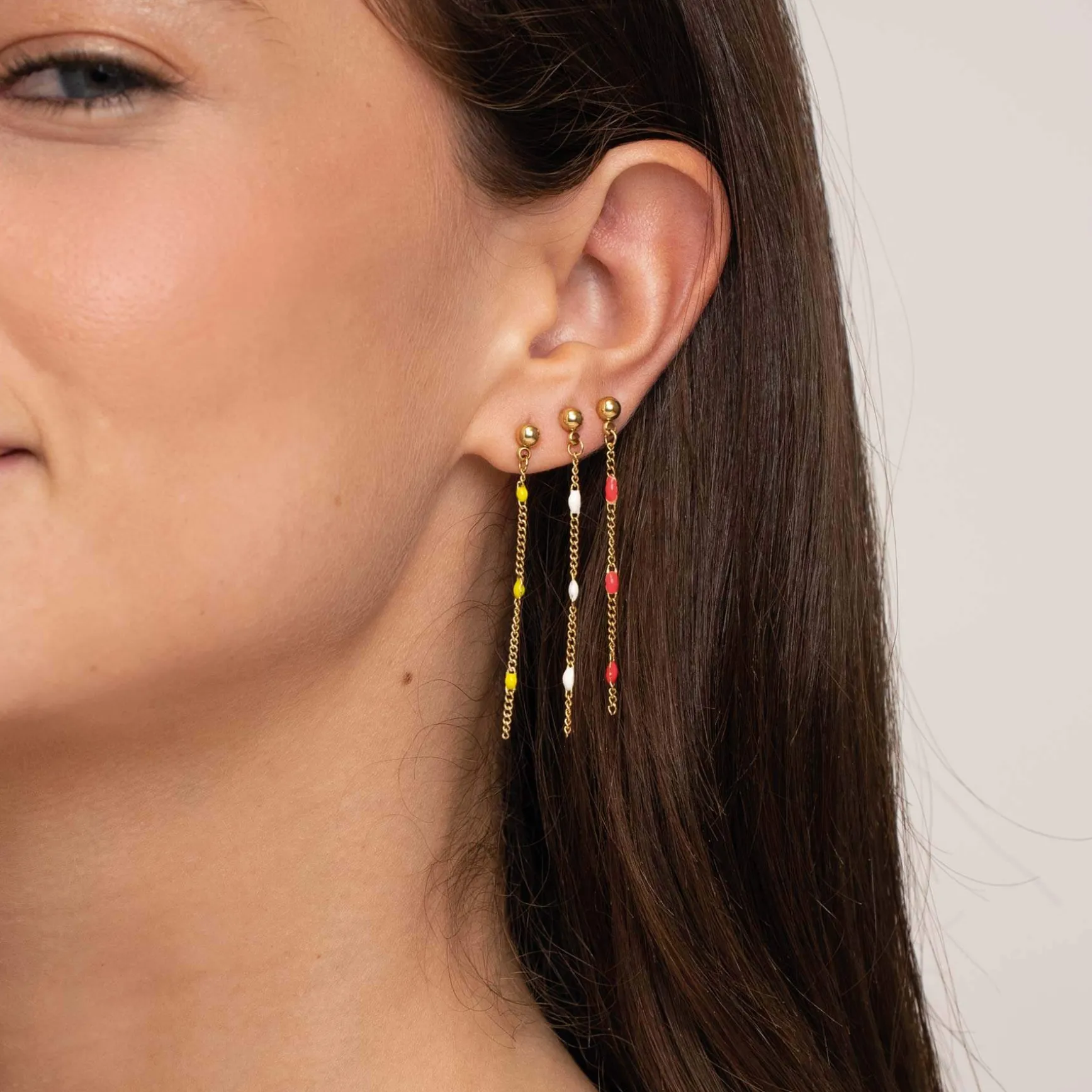 Boucles Rosaire rouge acier doré or