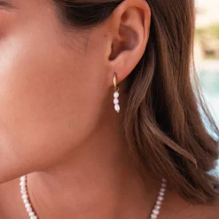 Boucles Tahoré Perles nacre acier doré or
