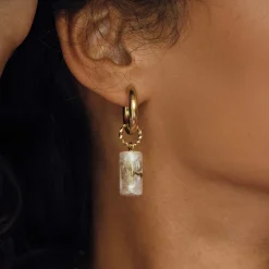 Boucles Topia blanches acier doré or