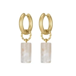 Boucles Topia blanches acier doré or