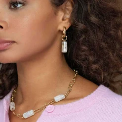 Boucles Topia blanches acier doré or