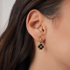 Boucles Trefle noir acier doré or