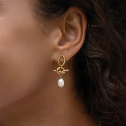 Boucles Valéria acier doré or et nacre