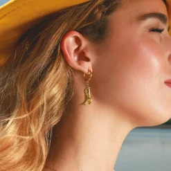 Boucles Western acier doré or
