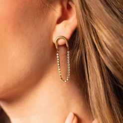 Boucles Zircons blancs acier dorées or