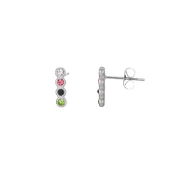 Boucles zircons multicolore acier