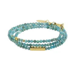 Bracelet 3 rangs pierres Apatite bleue