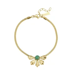 Bracelet Amélie acier doré or pierre Pin Africain