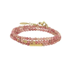 Bracelet Amour 3 rangs Pierres Rhodonite