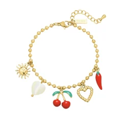 Bracelet Cherry acier doré or