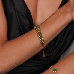 Bracelet Elira vert acier doré or